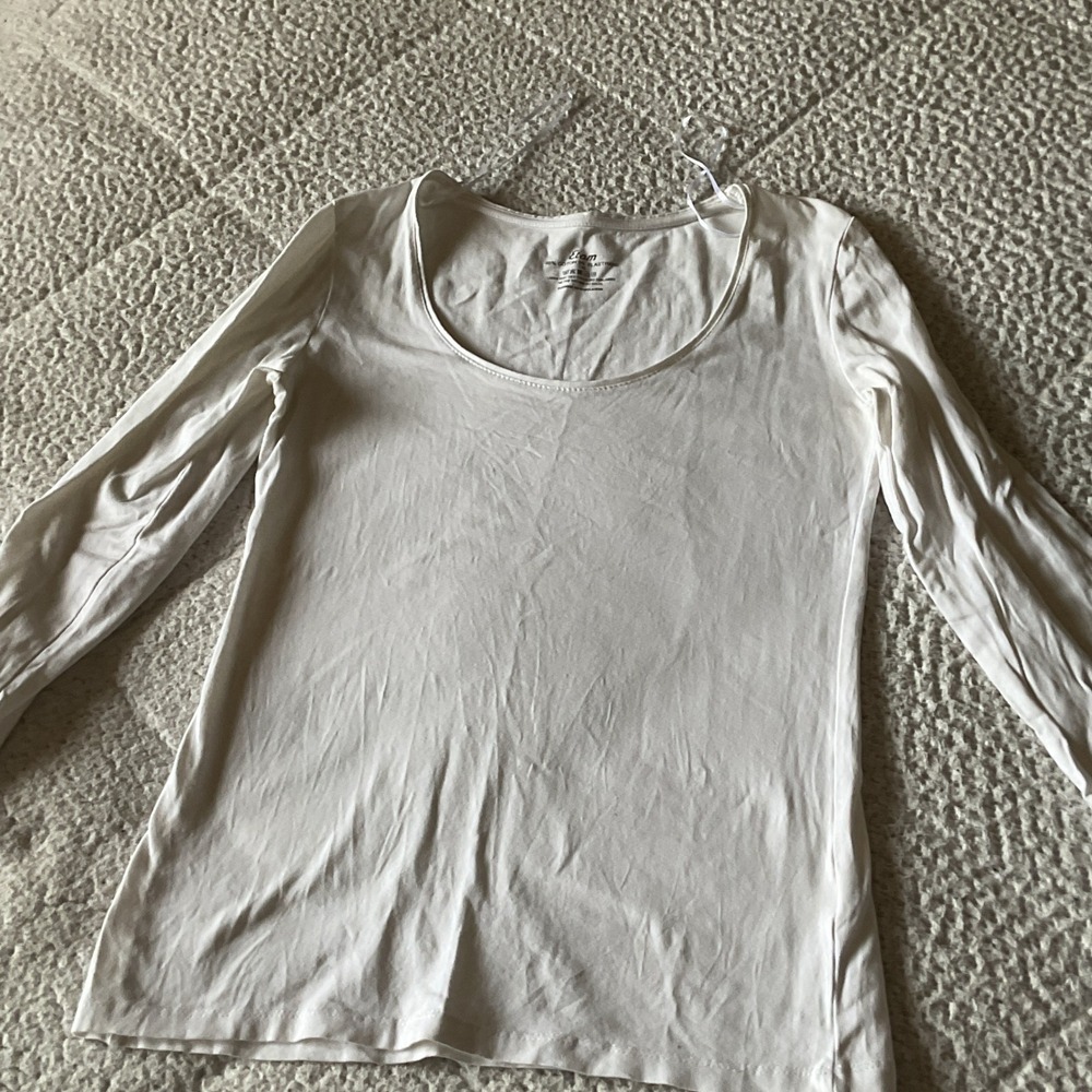 Etam Long Sleeve Top Womens T40 White Excellent Scoop Neck Stretch Cotton Tee